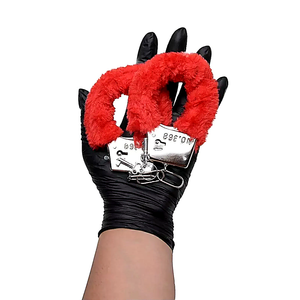 Algemas De Metal Com Pelúcia Vermelho Cuffs
