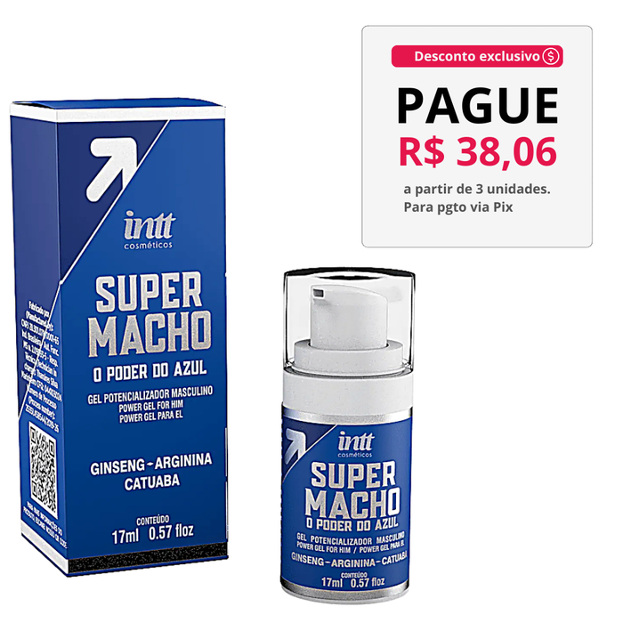 Gel Super Macho Masculino Potencializador Azul 15Ml - Intt