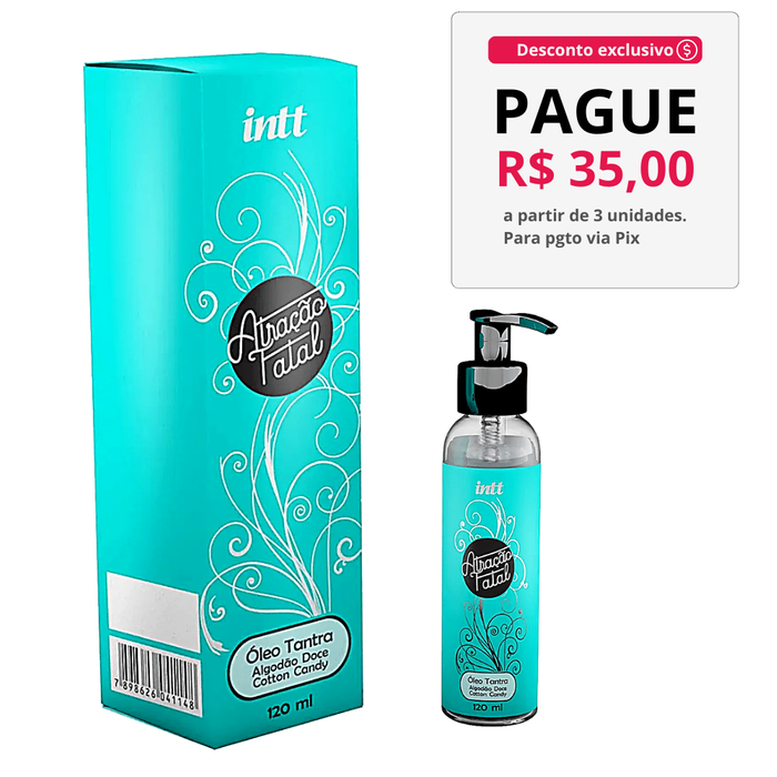 Óleo Para Massagem Tantra Atração Fatal Aroma Algodão Doce 120ml - Intt