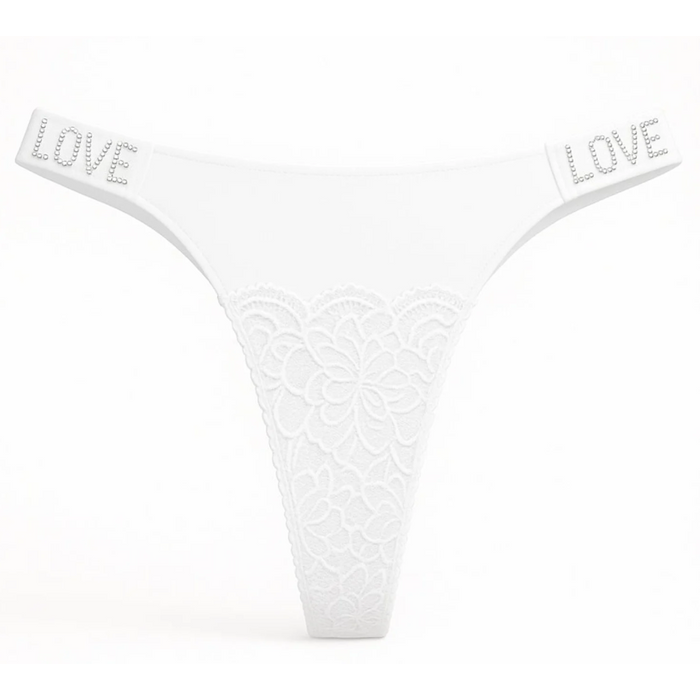 Calcinha Fio Dental Love Corte A Laser Com Detalhe Em Renda