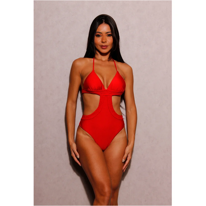 Maiô Engana Mamãe Fio Duplo Com Detalhes Trançados