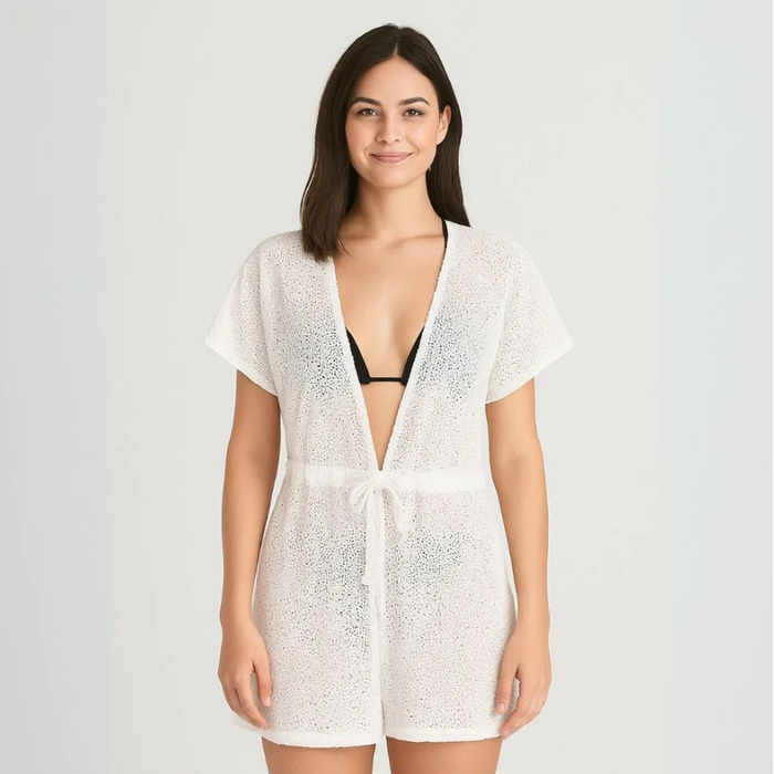 Saída De Praia Kimôno Arrastão Com Abertura Frontal Pink Lingerie