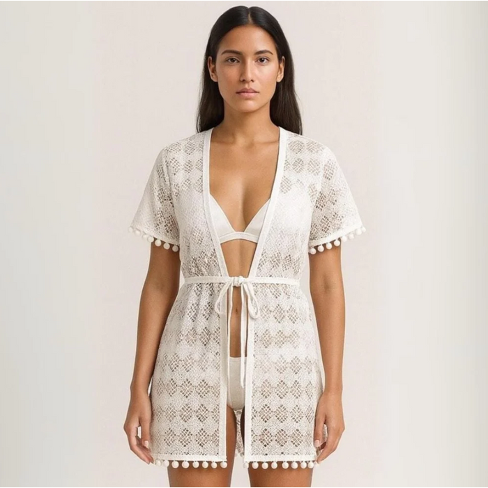 Saída De Praia Pompom Linha Premium Hangar Lingerie