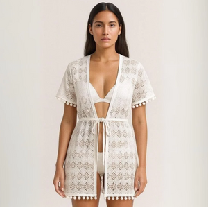 Saída De Praia Pompom Linha Premium Hangar Lingerie