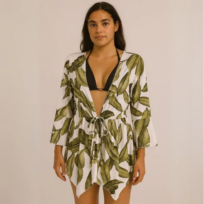 Saída De Praia Estampa Eco Green Linha Premium Hangar Lingerie