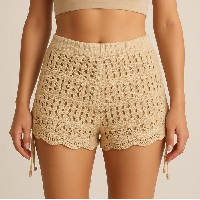 Saída De Praia Shortinho Em Tricot Coleção Reveillon