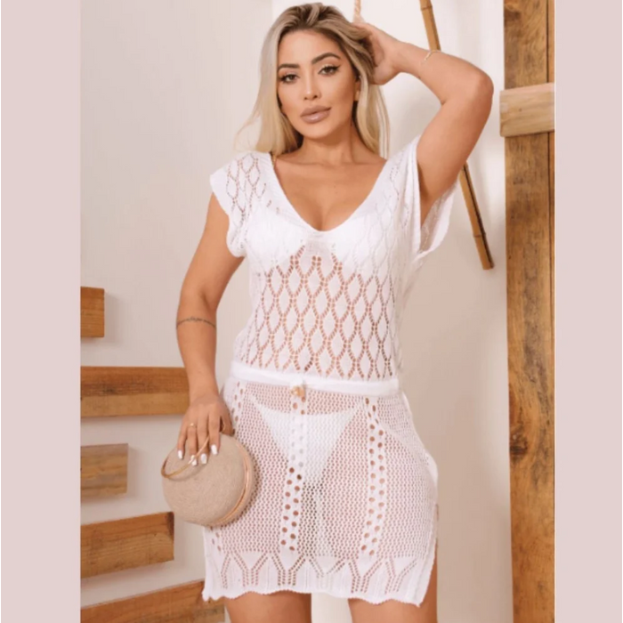 Saída De Praia Vestido Em Tricot Coleção Reveillon