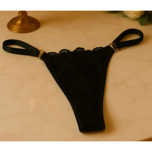 Calcinha Fio Dental Tule Bordado Flowers Mil Toques