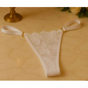 Calcinha Fio Dental Tule Bordado Flowers Mil Toques