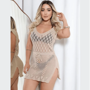 Saída De Praia Vestido Em Tricot Coleção Reveillon