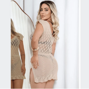 Saída De Praia Vestido Em Tricot Coleção Reveillon