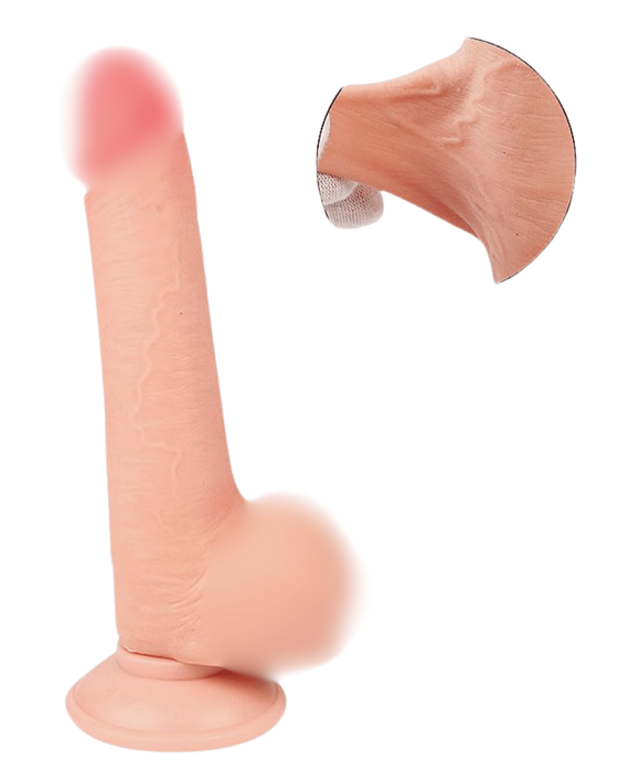 Eros - Prótese Peniana Dildo Super Realístico com Escroto e Ventosa em Dupla Camada 20cm - Único