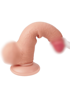 Eros - Prótese Peniana Dildo Super Realístico com Escroto e Ventosa em Dupla Camada 20cm