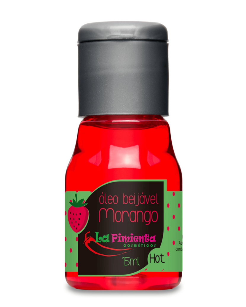 Óleo Beijável para Massagem com Efeito Quente e Excitante sabor Morango - Único