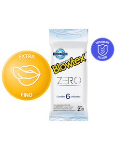 Blowtex Zero – Preservativo Ultrafino 40% Mais Fino | Super Lubrificado | 6 unidades