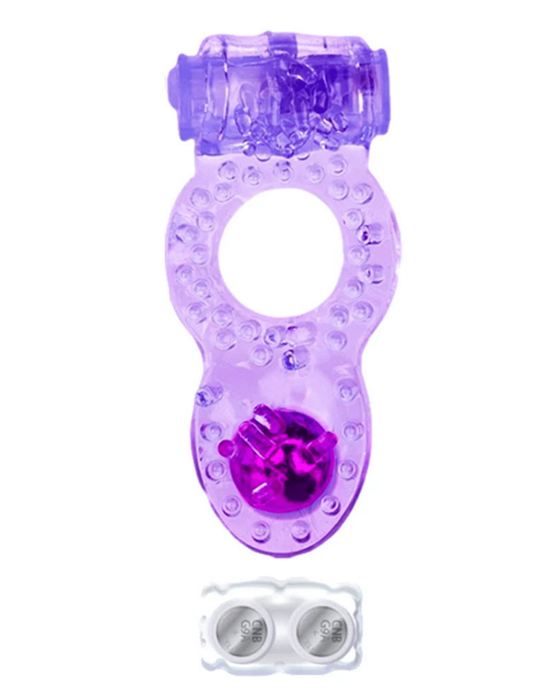 Anel Peniano com Vibração Dupla e Estimulação Anal - Roxo